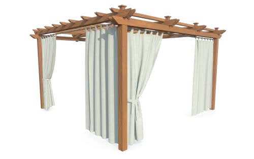 HOME DEKO Terrassenvorhang, Wasserdichter Gartenvorhang für Terrasse, Balkon, Pergola & Pavillon, Schlaufen mit Klettverschluss, Schutz vor Sonne, Regen & Wind, Hellgrau, 200 x 155 cm, 2 Stück von HOME DEKO