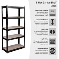 5-stöckige Garage Regal Einheit große Heavy Duty Lagerung Regal ohne Schrauben Rack, schwarz von HOME DISCOUNT