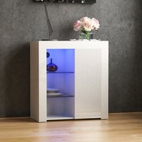 Azura LED Sideboard 1 Tür Modern Hochglanz Aufbewahrungsschrank Schrank, Weiß von HOME DISCOUNT