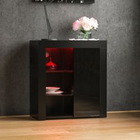 Azura led Sideboard 1 Tür Modern Hochglanz Aufbewahrungsschrank Schrank, Schwarz von HOME DISCOUNT