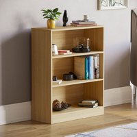 Cambridge 3-stöckiges niedriges Bücherregal Lagereinheit, Eiche von HOME DISCOUNT