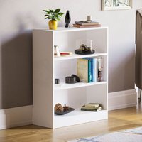 Cambridge 3-stöckiges niedriges Bücherregal Lagereinheit, Weiß von HOME DISCOUNT