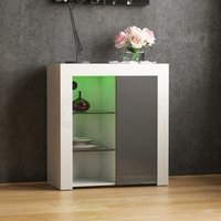 Azura led Sideboard 1 Tür Modern Hochglanz Aufbewahrungsschrank Schrank, Weiß-&-Grau von HOME DISCOUNT