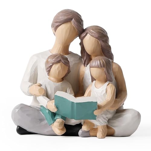 HOMEDEK 1 PCS Familie Von 4 Lesende Buch Figurinen Handbemalte Figuren Geschenke Wie Abgebildet für Eltern oder Tochter und Sohn, Dekoration für Zuhause von HOMEDEK