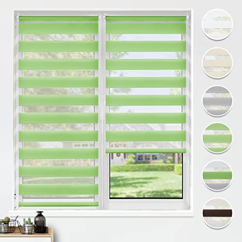 HOMEDEMO Doppelrollo Klemmfix ohne Bohren & mit Bohren, Rollos für Fenster und Tür, (Grün, 100x120cm) Duo Rollo Klemmrollo lichtdurchlässig, Fensterrollo Sichtschutz von HOMEDEMO