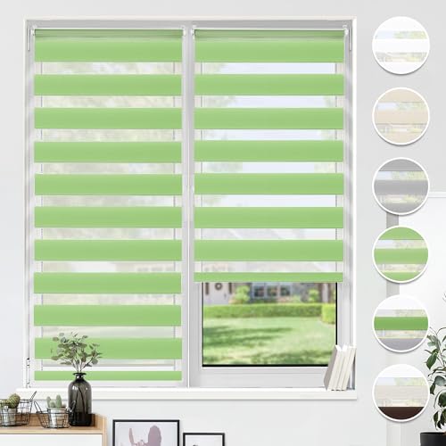 HOMEDEMO Doppelrollo Klemmfix ohne Bohren & mit Bohren, Rollos für Fenster und Tür, (Grün, 50x150cm) Duo Rollo Klemmrollo lichtdurchlässig, Fensterrollo Sichtschutz von HOMEDEMO