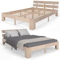 Holzbett Homelux Massivholz Bett Kiefer Doppelbett Balkenbett Bettgestell Bettrahmen Lattenrost - 140 cm x 200 cm, Natur von HOMELUX