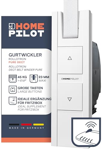 HOMEPILOT RolloTron pure DECT Gurtwickler - elektrischer Rollladenantrieb mit Funk | für AVM FRITZ!Box mit DECT-Basis verwendbar | für 23 mm Gurtbandbreite (max. 45 kg, 6 m²) von HOMEPILOT