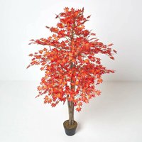 Homescapes - Kunstbaum Rot/Orange 'Ahornbaum', 160 cm - Rot/Orange von HOMESCAPES