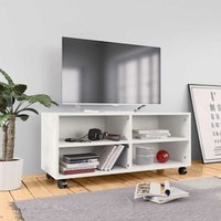 TV-Schrank mit Rollen Weiß 90x35x35 cm Spanplatte YQvidaXL800180DE von HOMMOO