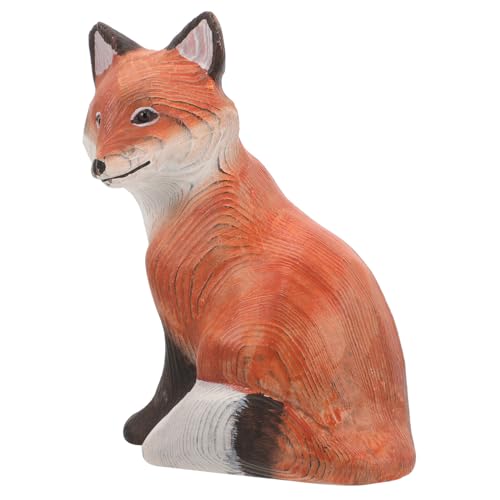 HOMSFOU Fuchsfigur Statue Fuchs Sitzend Miniaturfigur Kleine Holzkunstskulptur Dekoration Kunstschnitzerei Miniaturtiere Für Feengarten von HOMSFOU