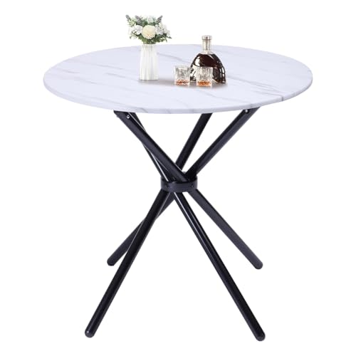 HOMYLIN 80 cm runder Esstisch für 2–4 Personen, MDF-Holz-Küchentisch mit Sich kreuzendem Sockel und Metallbeinen, multifunktional für Café, Restaurant, Weiß, 80 x 80 x 75,5 cm HOMYLIN 80 cm runder Esstisch für 2–4 Personen, MDF-Holz-Küchentisch mit Sich kreuzendem Sockel und Metallbeinen, multifunktional für Café, Restaurant, Weiß, 80 x 80 x 75,5 cm von HOMYLIN