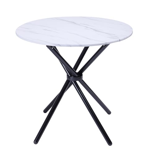 HOMYLIN 80 cm runder Esstisch für 2–4 Personen, MDF-Holz-Küchentisch mit sich kreuzender Sockelbasis und Unterbrechungs-Desktop-Struktur, multifunktional für Café, Restaurant, Weiß, 80 x 80 x 75,5 cm HOMYLIN 80 cm runder Esstisch für 2–4 Personen, MDF-Holz-Küchentisch mit sich kreuzender Sockelbasis und Unterbrechungs-Desktop-Struktur, multifunktional für Café, Restaurant, Weiß, 80 x 80 x 75,5 cm von HOMYLIN