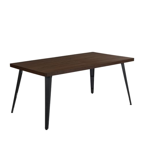HOMYLIN Esstisch, 150 cm, modernes Design, Tischplatte mit braunem Furniereffekt, Elegante ESS- und Wohnzimmernutzung, stabile Schwarze Metallbeine, Elegantes, modernes Dekor, Braun HOMYLIN Esstisch, 150 cm, modernes Design, Tischplatte mit braunem Furniereffekt, Elegante ESS- und Wohnzimmernutzung, stabile Schwarze Metallbeine, Elegantes, modernes Dekor, Braun von HOMYLIN