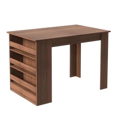 HOMYLIN Esstisch mit 3 Aufbewahrungsregalen, Bauernhaus Küchentisch Holz Tischplatte Bar Tisch für Küche, Esszimmer, 110x70x75CM, braun HOMYLIN Esstisch mit 3 Aufbewahrungsregalen, Bauernhaus Küchentisch Holz Tischplatte Bar Tisch für Küche, Esszimmer, 110x70x75CM, braun von HOMYLIN