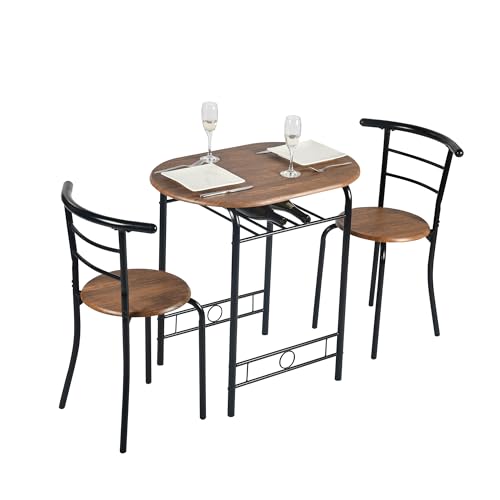 HOMYLIN Esstisch und Stühle mit mattschwarzem Stahlrahmen und 15 mm MDF-Platte, inklusive 1 Tisch und 2 Stühlen für kleine Räume, 190,5 cm, 3-teiliges Frühstücksset, moderner Stil HOMYLIN Esstisch und Stühle mit mattschwarzem Stahlrahmen und 15 mm MDF-Platte, inklusive 1 Tisch und 2 Stühlen für kleine Räume, 190,5 cm, 3-teiliges Frühstücksset, moderner Stil von HOMYLIN