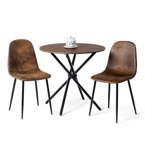 HOMYLIN Esszimmerstühle und Tisch, 3-teiliges Set, 80 cm, rund, Espressobraun-Effekt, Schreibtisch-Esstisch mit 2 Wildlederbraunen Küchenstühlen HOMYLIN Esszimmerstühle und Tisch, 3-teiliges Set, 80 cm, rund, Espressobraun-Effekt, Schreibtisch-Esstisch mit 2 Wildlederbraunen Küchenstühlen von HOMYLIN