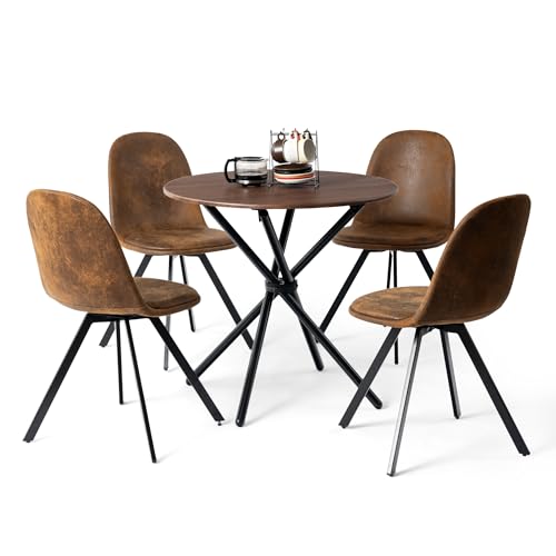HOMYLIN Esszimmerstühle und Tisch, 5-teiliges Set, 80 cm, rund, Espressobraun-Effekt, Schreibtisch-Esstisch mit 4 drehbaren Wildleder-braunen Küchenstühlen HOMYLIN Esszimmerstühle und Tisch, 5-teiliges Set, 80 cm, rund, Espressobraun-Effekt, Schreibtisch-Esstisch mit 4 drehbaren Wildleder-braunen Küchenstühlen von HOMYLIN