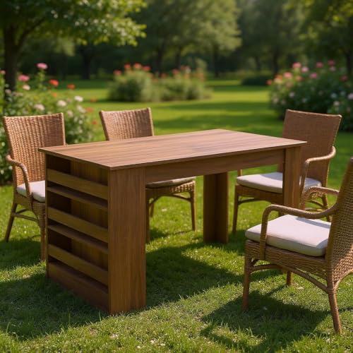 HOMYLIN Garten-Esstisch mit Ablagen und Holztischplatte, perfekt für Unterhaltung im Freien, Gartentreffen im Freien, Braun HOMYLIN Garten-Esstisch mit Ablagen und Holztischplatte, perfekt für Unterhaltung im Freien, Gartentreffen im Freien, Braun von HOMYLIN