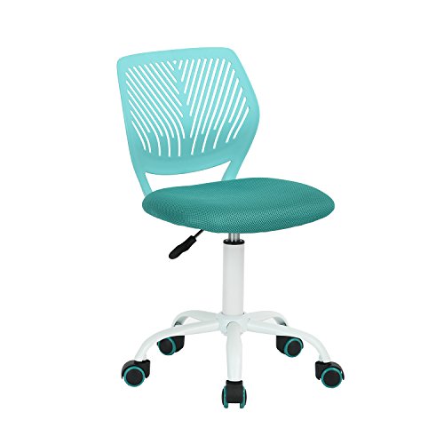 HOMYLIN Moderne Einstellbare Design Computer Sitz Schreibtisch Drehbare Armlose Kinder Lernraum Home Office Task Stuhl Chair, Metal, Türkis, 38.5CM x40CM x75-87CM von HOMYLIN