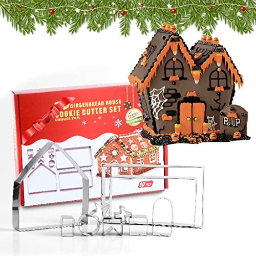 HONGECB 10 PCS Ausstechformen Weihnachten, 3D Lebkuchenhaus, Weihnachten Ausstecher Set, Ausstecher Weihnachten, Keksausstecher, Ausstecher Weihnachten für Kekse Backen Küche Zubehör von HONGECB