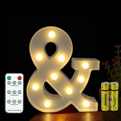 Buchstaben Lichter HONPHIER® Buchstabe Lampe Fernbedienung Alphabet Lampe LED Brief Beleuchtung Buchstabe Licht Beleuchtete Buchstaben Nachtlichter Dekoration für Geburtstag Party Hochzeit (&) von HONPHIER