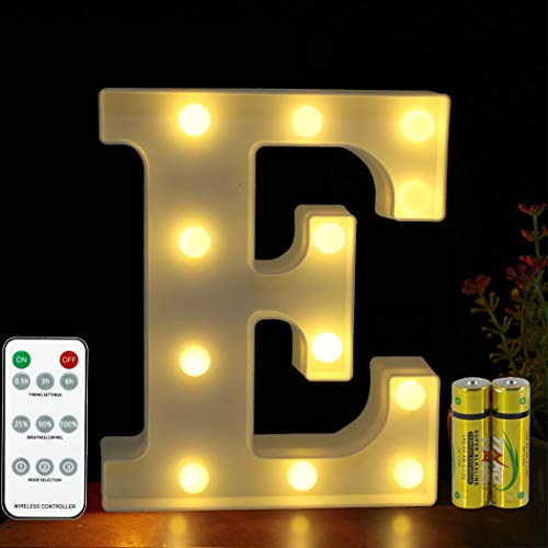 Buchstaben Lichter HONPHIER® Buchstabe Lampe Fernbedienung Alphabet Lampe LED Brief Beleuchtung Buchstabe Licht Beleuchtete Buchstaben Nachtlichter Dekoration für Geburtstag Party Hochzeit (E) von HONPHIER