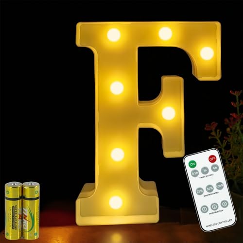 Buchstaben Lichter HONPHIER® Buchstabe Lampe Fernbedienung Alphabet Lampe LED Brief Beleuchtung Buchstabe Licht Beleuchtete Buchstaben Nachtlichter Dekoration für Geburtstag Party Hochzeit (F) von HONPHIER