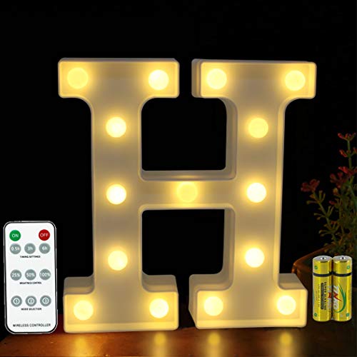 Buchstaben Lichter HONPHIER® Buchstabe Lampe Fernbedienung Alphabet Lampe LED Brief Beleuchtung Buchstabe Licht Beleuchtete Buchstaben Nachtlichter Dekoration für Geburtstag Party Hochzeit (H) von HONPHIER