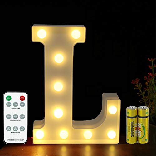 Buchstaben Lichter HONPHIER® Buchstabe Lampe Fernbedienung Alphabet Lampe LED Brief Beleuchtung Buchstabe Licht Beleuchtete Buchstaben Nachtlichter Dekoration für Geburtstag Party Hochzeit (L) von HONPHIER