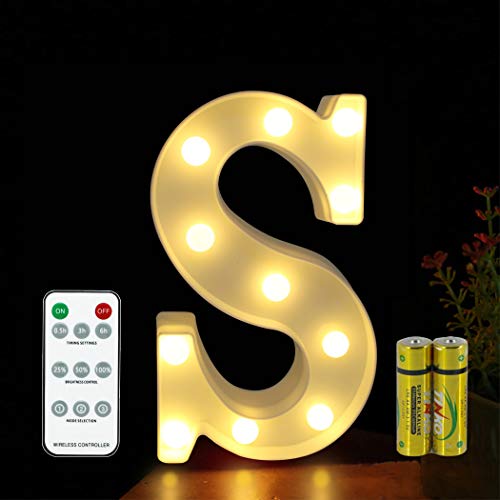 Buchstaben Lichter HONPHIER® Buchstabe Lampe Fernbedienung Alphabet Lampe LED Brief Beleuchtung Buchstabe Licht Beleuchtete Buchstaben Nachtlichter Dekoration für Geburtstag Party Hochzeit (S) von HONPHIER