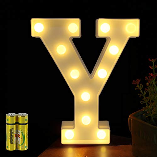 HONPHIER® Buchstaben Lichter Alphabet Lampe LED Brief Beleuchtung Buchstabe Licht Beleuchtete Buchstaben Nachtlichter Dekoration für Geburtstag Party Hochzeit Kinderzimmer (Y) von HONPHIER