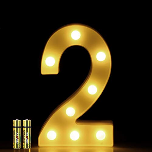 HONPHIER® LED Nummer Licht 3D Nummer Lampe Buchstaben Lichter Alphabet Lampe LED Brief Beleuchtung Buchstabe Licht Beleuchtete Buchstaben Nachtlichter Dekoration für Geburtstag Party (2) von HONPHIER