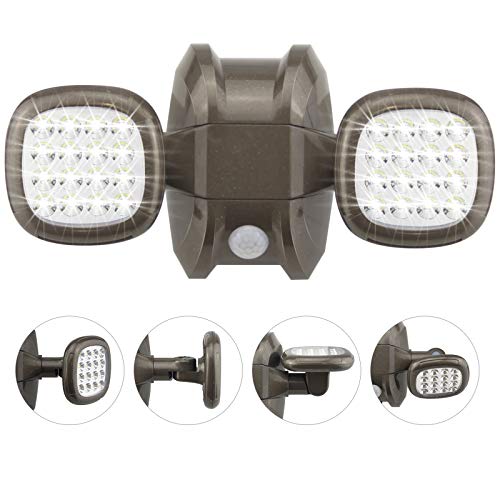 HONWELL LED Außen Sicherheitsbeleuchtung, Wasserdicht IP65 Drahtlose Sicherheitslicht 600 Lumen Bewegungsmelder Aussen Batterie Aussenstrahler Wandleuchte Sicherheitslicht für Garten,Bronze von HONWELL