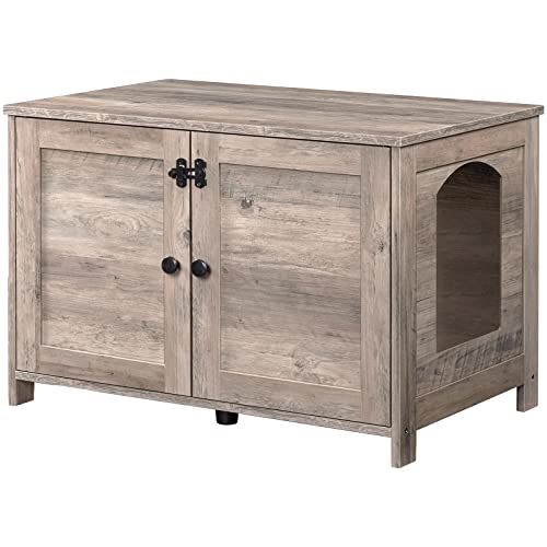 HOOBRO Katzenschrank, Katzenklo Schrank, Katzenhaus mit Tür und separater Trennwand, Sitzbank, Katzenstreu-Aufbewahrungsbox, 80 x 50,5 x 54 cm, Greige EBG03MW01G2 HOOBRO Katzenschrank, Katzenklo Schrank, Katzenhaus mit Tür und separater Trennwand, Sitzbank, Katzenstreu-Aufbewahrungsbox, 80 x 50,5 x 54 cm, Greige EBG03MW01G2 von HOOBRO