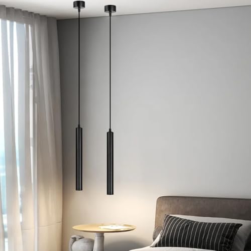 HOTUT Zylinder Hängelampe Schwarz,2 Stück Pendelleuchte Modern Zylinder, Höhenverstellbar 30cm Aluminium Kronleuchter, Hängeleuchte lang für Küche Esszimmer Nachttisch Schlafzimmer Bar HOTUT Zylinder Hängelampe Schwarz,2 Stück Pendelleuchte Modern Zylinder, Höhenverstellbar 30cm Aluminium Kronleuchter, Hängeleuchte lang für Küche Esszimmer Nachttisch Schlafzimmer Bar von HOTUT
