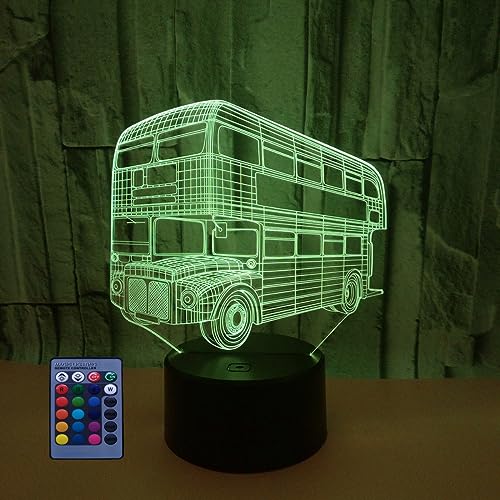 3D Bus Illusions LED Lampen Fernbedienung 7/16 Farbwechsel Acryl Berühren Tabelle Schreibtisch-Nacht licht mit USB-Kabel für Kinder Schlafzimmer Geburtstagsgeschenke Geschenk von HPBN8 Ltd
