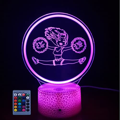 3D Cheerleader Mädchen Illusions LED Lampen Fernbedienung 7/16 Farbwechsel Acryl Berühren Tabelle Schreibtisch-Nacht licht mit USB-Kabel für Kinder Schlafzimmer Geburtstagsgeschenke Geschenk von HPBN8 Ltd