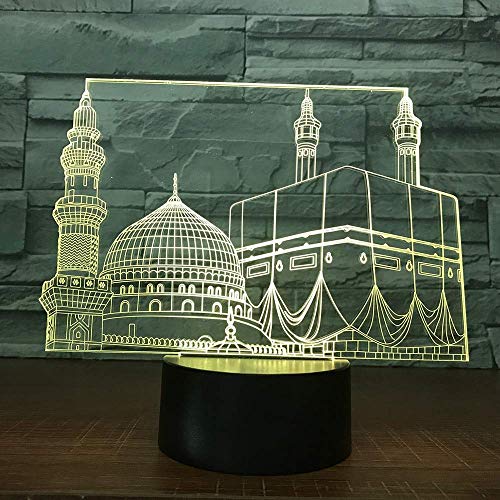 3D Islam Islamisches Schloss Lampe USB Power 7 Farben Amazing Optical Illusion 3D LED Lampe Formen Kinder Schlafzimmer Nacht Licht von HPBN8 Ltd