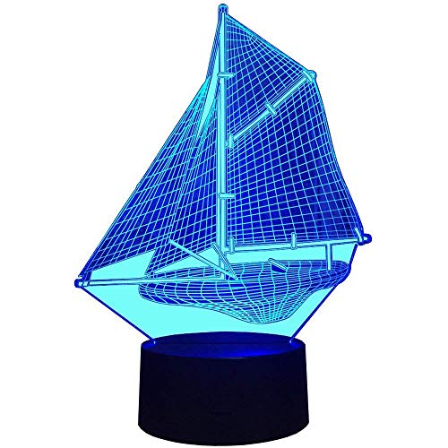3D Segelboot Optical Illusions Nacht Licht LED Lampen Tolle 7 Farbwechsel Berühren Tabelle Schreibtisch USB-Kabel für Kinder Schlafzimmer Geburtstagsgeschenke Geschenk von HPBN8 Ltd