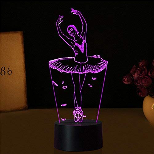 HPBN8 Ltd 3D Ballett Illusions LED Lampen Tolle 7 Farbwechsel Acryl Tabelle Schreibtisch-Nacht licht USB-Kabel für Kinder Schlafzimmer Geburtstagsgeschenke Geschenk von HPBN8 Ltd