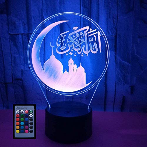 HPBN8 Ltd 3D Islamischer Muhammad Nacht Licht LED Lampen Fernbedienung 7/16 Farbwechsel Berühren Tabelle Schreibtisch USB-Kabel für Kinder Schlafzimmer Geburtstagsgeschenke Geschenk von HPBN8 Ltd