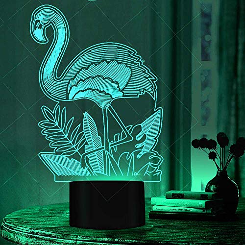 HPBN8 Ltd Kreative 3D Flamingo Nacht Licht Lampe USB Power 7 Farben Amazing Optical Illusion 3D LED Lampe Formen Kinder Schlafzimmer Geburtstag Weihnachten Geschenke von HPBN8 Ltd