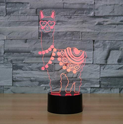 HPBN8 Ltd Optical Illusions 3D Alpaka Nacht Licht LED Lampen Tolle 7 Farbwechsel Berühren Tabelle Schreibtisch USB-Kabel für Kinder Schlafzimmer Geburtstagsgeschenke Geschenk von HPBN8 Ltd