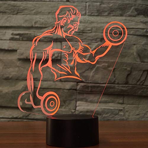 HPBN8 Ltd Optical Illusions 3D Bodybuilding Nacht Licht LED Lampen Tolle 7 Farbwechsel Berühren Tabelle Schreibtisch USB-Kabel für Kinder Schlafzimmer Geburtstagsgeschenke Geschenk von HPBN8 Ltd