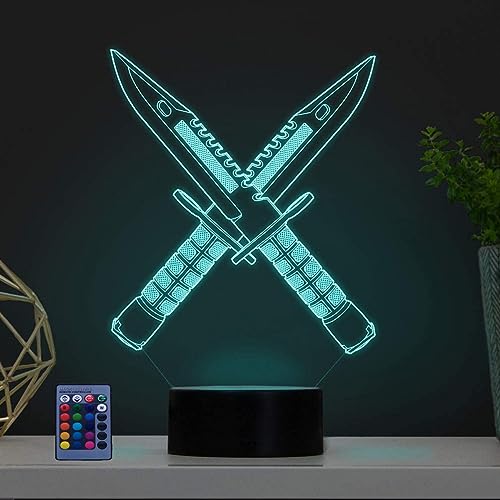 HPBN8 Ltd Optical Illusions 3D Sabre Messer Nacht Licht LED Lampen Fernbedienung 7/16 Farbwechsel Tabelle Schreibtisch USB-Kabel für Kinder Schlafzimmer Geburtstagsgeschenke Geschenk von HPBN8 Ltd