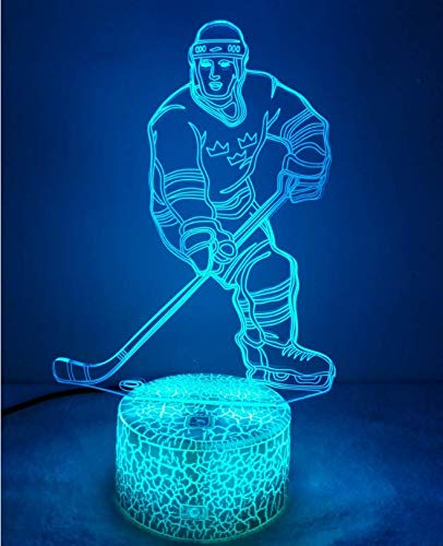 Optical Illusions 3D Eishockey Nacht Licht LED Lampen Tolle 7 Farbwechsel Berühren Tabelle Schreibtisch USB-Kabel für Kinder Schlafzimmer Geburtstagsgeschenke Geschenk von HPBN8 Ltd