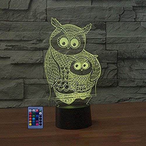 HPBN8 Ltd Optical Illusions 3D Eule Nachtlicht LED Lampen 7/16 Farbwechsel Fernbedienung Berühren Nachttisch Berühren Schreibtisch USB-Kabel für Kinder Weihnachten Geburtstagsgeschenke von HPBN8 Ltd