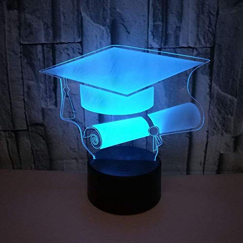 3D Bachelor Hut Optical Illusions Nacht Licht LED Lampen Tolle 7 Farbwechsel Berühren Tabelle Schreibtisch USB-Kabel für Kinder Schlafzimmer Geburtstagsgeschenke Geschenk von HPBN8 Ltd