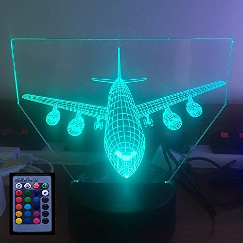 HPBN8 Ltd 3D Flugzeug Illusions LED Lampen 7/16 Farbwechsel Fernbedienung Berühren Tabelle Schreibtisch-Nacht licht mit USB-Kabel für Kinder Schlafzimmer Geburtstagsgeschenke Geschenk von HPBN8 Ltd